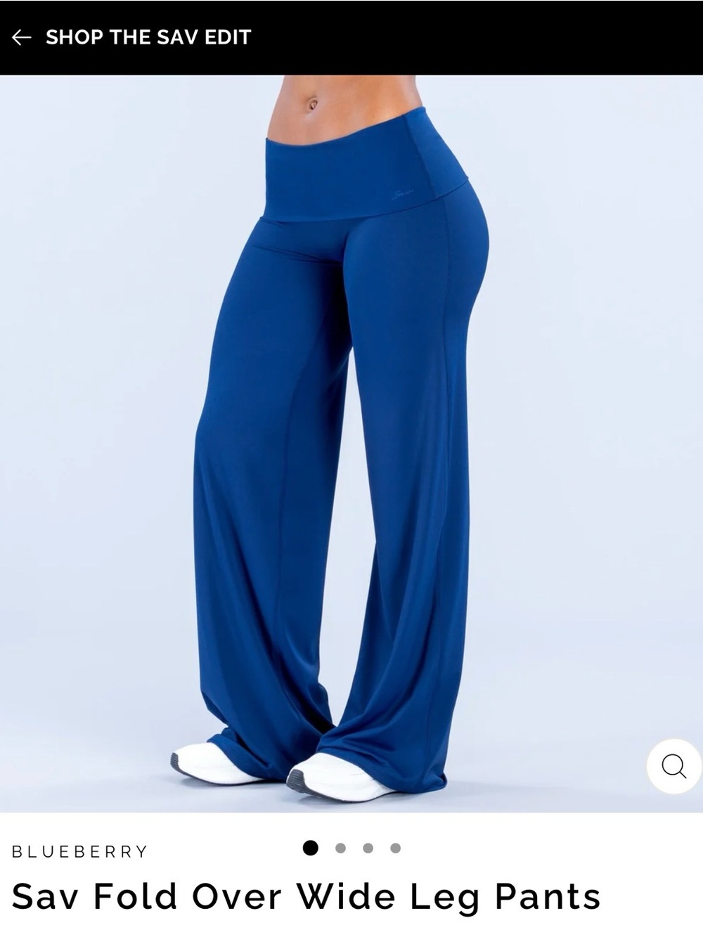 Sav Fold Over Wide Leg Pants - Blueberry